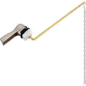 imageHibbent Universal Metal Front Mount Toilet Handle Replacement Kit Brass Toilet Flush Tank Lever with Stainless Steel Flapper Chains for Most Toilets ChromeBrushed Nickel