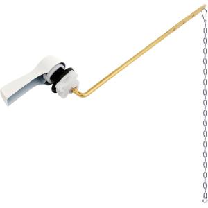 imageHibbent Universal Metal Front Mount Toilet Handle Replacement Kit Brass Toilet Flush Tank Lever with Stainless Steel Flapper Chains for Most Toilets ChromeWhite