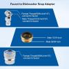 imageHibbent 2 PACK Dishwasher Faucet Adapter Dishwasher Snap Adapter Connection One with Swivel Ball Joint and The Other One with Faucet Aerator 151627Male Outside and 556427Female Inside Chrome