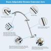 imageHibbent All Metal 16 Shower Head Extension Arm Solid Brass Flexible Height ampamp Angle Adjustable Shower Arm Extender with Lock Joint Universal Connection Stainless Steel Pipe Height Extending ChromeChrome