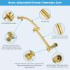 imageHibbent All Metal 16 Shower Head Extension Arm Solid Brass Flexible Height ampamp Angle Adjustable Shower Arm Extender with Lock Joint Universal Connection Stainless Steel Pipe Height Extending ChromeBrushed Brass