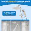 imageHibbent All Metal Shower Head 10 High Pressure Rainfall Shower Head Showerhead Combo Handheld Shower Wand 12 Adjustable Curved Shower Extension Arm 71 Hose Shower Head Holder ChromeBrushed Nickel