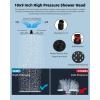 imageHibbent All Metal Shower Head 10 High Pressure Rainfall Shower Head Showerhead Combo Handheld Shower Wand 12 Adjustable Curved Shower Extension Arm 71 Hose Shower Head Holder ChromeBlack