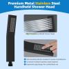 imageHibbent All Metal Shower Head 10 High Pressure Rainfall Shower Head Showerhead Combo Handheld Shower Wand 12 Adjustable Curved Shower Extension Arm 71 Hose Shower Head Holder ChromeMatte Black