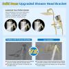 imageHibbent All Metal Shower Head 10 High Pressure Rainfall Shower Head Showerhead Combo Handheld Shower Wand 12 Adjustable Curved Shower Extension Arm 71 Hose Shower Head Holder ChromeBrushed Gold