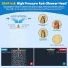 imageHibbent All Metal Shower Head 10 High Pressure Rainfall Shower Head Showerhead Combo Handheld Shower Wand 12 Adjustable Curved Shower Extension Arm 71 Hose Shower Head Holder ChromeBrushed Gold