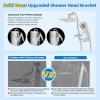 imageHibbent All Metal Shower Head 10 High Pressure Rainfall Shower Head Showerhead Combo Handheld Shower Wand 12 Adjustable Curved Shower Extension Arm 71 Hose Shower Head Holder ChromeBrushed Nickel