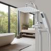 imageHibbent All Metal Shower Head 10 High Pressure Rainfall Shower Head Showerhead Combo Handheld Shower Wand 12 Adjustable Curved Shower Extension Arm 71 Hose Shower Head Holder ChromeChrome