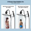 imageHibbent All Metal Shower Head 10 High Pressure Rainfall Shower Head Showerhead Combo Handheld Shower Wand 12 Adjustable Curved Shower Extension Arm 71 Hose Shower Head Holder ChromeBlack