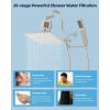 imageHibbent All Metal Shower Head 10 High Pressure Rainfall Shower Head Showerhead Combo Handheld Shower Wand 12 Adjustable Curved Shower Extension Arm 71 Hose Shower Head Holder ChromeBrushed Nickel Finished
