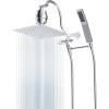 imageHibbent All Metal Shower Head 10 High Pressure Rainfall Shower Head Showerhead Combo Handheld Shower Wand 12 Adjustable Curved Shower Extension Arm 71 Hose Shower Head Holder ChromeSilver