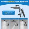 imageHibbent All Metal Shower Head 10 High Pressure Rainfall Shower Head Showerhead Combo Handheld Shower Wand 12 Adjustable Curved Shower Extension Arm 71 Hose Shower Head Holder ChromeMatte Black