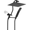 imageHibbent All Metal Shower Head 10 High Pressure Rainfall Shower Head Showerhead Combo Handheld Shower Wand 12 Adjustable Curved Shower Extension Arm 71 Hose Shower Head Holder ChromeMatte Black