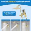 imageHibbent All Metal Shower Head 10 High Pressure Rainfall Shower Head Showerhead Combo Handheld Shower Wand 12 Adjustable Curved Shower Extension Arm 71 Hose Shower Head Holder ChromeBrushed Gold
