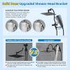 imageHibbent All Metal Shower Head 10 High Pressure Rainfall Shower Head Showerhead Combo Handheld Shower Wand 12 Adjustable Curved Shower Extension Arm 71 Hose Shower Head Holder ChromeMatte Black