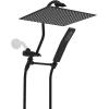 imageHibbent All Metal Shower Head 10 High Pressure Rainfall Shower Head Showerhead Combo Handheld Shower Wand 12 Adjustable Curved Shower Extension Arm 71 Hose Shower Head Holder ChromeMatte Black
