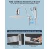 imageHibbent All Metal Shower Head 10 High Pressure Rainfall Shower Head Showerhead Combo Handheld Shower Wand 12 Adjustable Curved Shower Extension Arm 71 Hose Shower Head Holder ChromeSilver