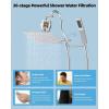 imageHibbent All Metal Shower Head 10 High Pressure Rainfall Shower Head Showerhead Combo Handheld Shower Wand 12 Adjustable Curved Shower Extension Arm 71 Hose Shower Head Holder ChromeSilver