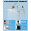 imageHibbent All Metal Shower Head 10 High Pressure Rainfall Shower Head Showerhead Combo Handheld Shower Wand 12 Adjustable Curved Shower Extension Arm 71 Hose Shower Head Holder ChromeBrushed Nickel Finished
