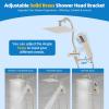 imageHibbent All Metal Shower Head 10 High Pressure Rainfall Shower Head Showerhead Combo Handheld Shower Wand 12 Adjustable Curved Shower Extension Arm 71 Hose Shower Head Holder ChromeBrushed Nickel