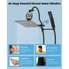 imageHibbent All Metal Shower Head 10 High Pressure Rainfall Shower Head Showerhead Combo Handheld Shower Wand 12 Adjustable Curved Shower Extension Arm 71 Hose Shower Head Holder ChromeBlack