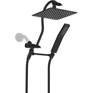 imageHibbent All Metal Shower Head 10 High Pressure Rainfall Shower Head Showerhead Combo Handheld Shower Wand 12 Adjustable Curved Shower Extension Arm 71 Hose Shower Head Holder ChromeOil Rubbed Bronze