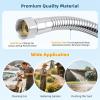 imageHibbent All Metal Garden Hose Protector Stainless Steel Flexible Hose Extension Adapter with 34quot Female to Male Brass Connector Antitwist Hose Extender for Garden Car Wash Outdoor Faucet Chrome