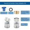 imageHibbent Garden Hose Adapter Kit with Cache Faucet Aerator Key MultiThreadSink Swivel Faucet Aerator Adapter to Connect Garden Hose Chrome Finish