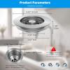 imageHibbent Upgraded 3 in 1 Kitchen Sink Drain Strainer and Stopper Combo Stainless Steel Metal Pop Up Sink Stopper AntiClogging Basket Strainer with Handle for US Standard 312 Inch DrainBrushed Nickel Finished