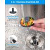 imageHibbent Upgraded 3 in 1 Kitchen Sink Drain Strainer and Stopper Combo Stainless Steel Metal Pop Up Sink Stopper AntiClogging Basket Strainer with Handle for US Standard 312 Inch DrainSlivergrey