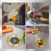 imageHibbent Upgraded 3 in 1 Kitchen Sink Drain Strainer and Stopper Combo Stainless Steel Metal Pop Up Sink Stopper AntiClogging Basket Strainer with Handle for US Standard 312 Inch DrainBrushed Goldgrey