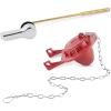 imageHibbent Universal Front Mount Toilet Handle Replacement Kit with 2inch Universal Toilet Flapper Stainless Steel Flapper Chains Chrome Finish Toilet Trip Lever and Red Toilet Flapper Replacement KitChromeRed