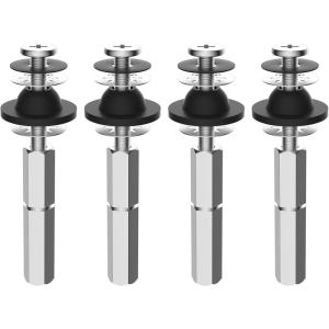 imageHibbent 2 PCS Universal Toilet Seat Bolts Kit Heavy Duty Stainless Steel Toilet Bolts with Extra Long Downlock Nuts Rubber Washers Gaskets Easy to Install Bathroom Toilet Repair ScrewBrushed Nickel