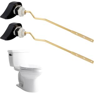 imageHibbent 2 Pack Metal Toilet Handle Replacement Compatible with TOTO THU068CP Trip Lvr for St743S Brass Handle Trip Lever Side Mount Toilet Tank Flush Lever ChromeMatte Black