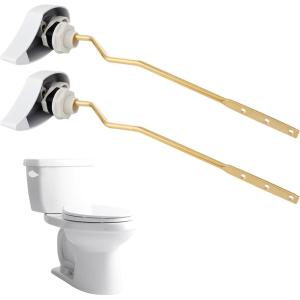 imageHibbent 2 Pack Metal Toilet Handle Replacement Compatible with TOTO THU068CP Trip Lvr for St743S Brass Handle Trip Lever Side Mount Toilet Tank Flush Lever ChromeWhite