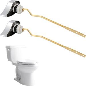 imageHibbent 2 Pack Metal Toilet Handle Replacement Compatible with TOTO THU068CP Trip Lvr for St743S Brass Handle Trip Lever Side Mount Toilet Tank Flush Lever ChromeChrome