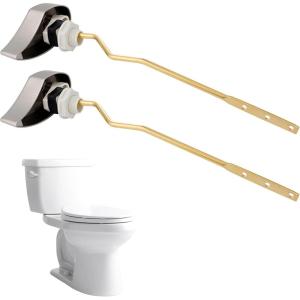 imageHibbent 2 Pack Metal Toilet Handle Replacement Compatible with TOTO THU068CP Trip Lvr for St743S Brass Handle Trip Lever Side Mount Toilet Tank Flush Lever ChromeBrushed Nickel