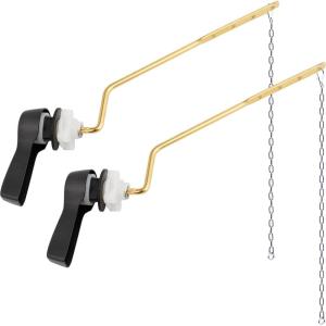imageHibbent 2 Pack Universal Side Mount Toilet Handle AngleMount Adjustable Trip Lever Tank Flush Lever Replacement Handle with 2 Pieces Stainless Steel Flapper Chains for Most Side Mount ToiletsChromeOil Rubbed Bronze