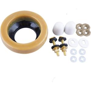 imageHibbent Toilet Wax Ring Kit Toilet Bowl Wax Ring with Brass Closet Bolts Bolt Caps PE Flange and Extra Retainers Thick Wax Ring Gasket for Toilet Bowl Gas Odor and Watertight Seal