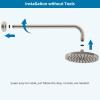 imageHibbent 16 Inch All Metal Shower Extension Arm  Extra Long With Flange Stainless Steel Rainfall Water Outlet Wall Mounted Head Extender ChromeBrushed Nickel