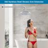 imageHibbent 16 Inch All Metal Shower Extension Arm  Extra Long With Flange Stainless Steel Rainfall Water Outlet Wall Mounted Head Extender ChromeChrome