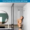 imageHibbent 16 Inch All Metal Shower Extension Arm  Extra Long With Flange Stainless Steel Rainfall Water Outlet Wall Mounted Head Extender ChromeChrome