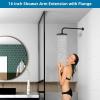 imageHibbent 16 Inch All Metal Shower Extension Arm  Extra Long With Flange Stainless Steel Rainfall Water Outlet Wall Mounted Head Extender ChromeMatte Black