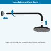 imageHibbent 16 Inch All Metal Shower Extension Arm  Extra Long With Flange Stainless Steel Rainfall Water Outlet Wall Mounted Head Extender ChromeMatte Black