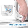imageHibbent Premium Elongated Toilet Seat with CoverOval Quiet Close OneClick to Quick Release Easy Installation Never Loosen Hinge Slow Close Toilet Seat and Cover Easy CleaningWhite Color165 Round