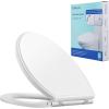 imageHibbent Premium Round Toilet Seat with Cover Quiet Close OneClick to Quick Release Easy Installation NonSlip Seat Bumpers Slow Close Toilet Seat and Cover Easy CleaningWhite ColorWhite