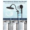 imageHibbent Selfcleaning Shower Head 10 High Pressure Rainfall Showerhead Showerhead ComboHandheld Shower Head 12 Adjustable Curved Shower Extension Arm 71 Hose 2 Shower Head Holders ChromeMatte Black