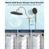 imageHibbent Selfcleaning Shower Head 10 High Pressure Rainfall Showerhead Showerhead ComboHandheld Shower Head 12 Adjustable Curved Shower Extension Arm 71 Hose 2 Shower Head Holders ChromeBrushed Nickel
