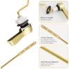 imageHibbent Universal Metal Side Mount Toilet Handle Replacement Kit Brass Toilet Flush Tank Lever with Stainless Steel Flapper Chains for Most Toilets Brushed GoldPolished Brass