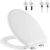 imageHibbent Premium Elongated Toilet Seat with CoverOval Quiet Close OneClick to Quick Release Easy Installation Never Loosen Hinge Slow Close Toilet Seat and Cover Easy CleaningWhite Color165 Round